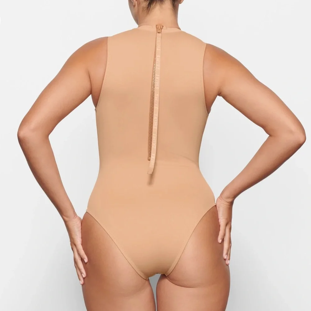 Skims Swim Sleeveless One Piece Ochre M